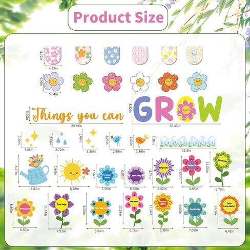 52Pcs Spring Bulletin Board Decorations Things You Can Grow Posters Bulletin Borders Inspirational Positive Paper Cutouts for Classroom School Home Library Office Window in Kuwait