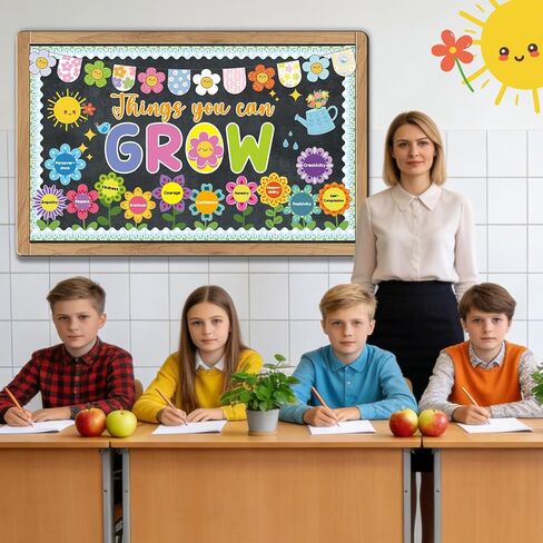 52Pcs Spring Bulletin Board Decorations Things You Can Grow Posters Bulletin Borders Inspirational Positive Paper Cutouts for Classroom School Home Library Office Window in Kuwait