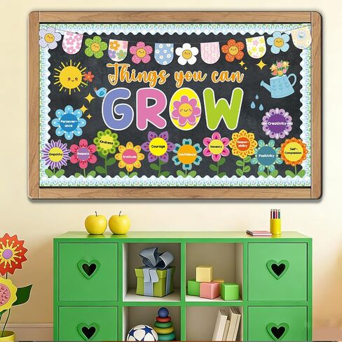 52Pcs Spring Bulletin Board Decorations Things You Can Grow Posters Bulletin Borders Inspirational Positive Paper Cutouts for Classroom School Home Library Office Window in Kuwait
