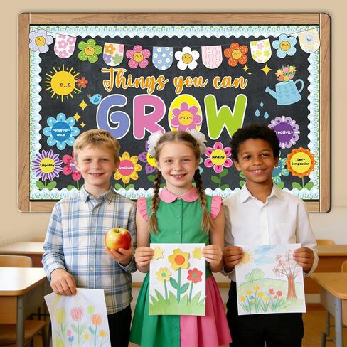 52Pcs Spring Bulletin Board Decorations Things You Can Grow Posters Bulletin Borders Inspirational Positive Paper Cutouts for Classroom School Home Library Office Window in Kuwait