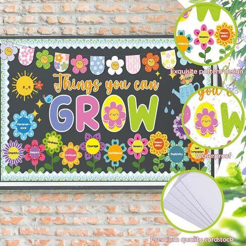 52Pcs Spring Bulletin Board Decorations Things You Can Grow Posters Bulletin Borders Inspirational Positive Paper Cutouts for Classroom School Home Library Office Window in Kuwait