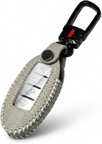 for Nissan Key Fob Cover with Keychain Leather Car Smart Key Case Protector Holder for Nissan Rogue Titan Pathfinder Altima Kicks Murano Frontier Armada Maxima Infiniti (Gray) in Kuwait