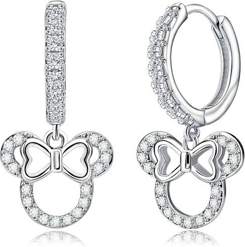 أقراط هوب الفأرة من الفضة الإسترليني تشيكوسلوفاكيا جوفاء على شكل قوس فأر متدلي أقراط هوجي أقراط رقيقة لامعة أنيقة وبسيطة كرتونية جميلة هدايا مجوهرات للنساء والزوجة والصديقة وحفلات الزفاف وأعياد الميلاد in Kuwait