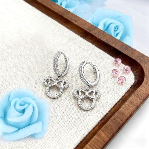 أقراط هوب الفأرة من الفضة الإسترليني تشيكوسلوفاكيا جوفاء على شكل قوس فأر متدلي أقراط هوجي أقراط رقيقة لامعة أنيقة وبسيطة كرتونية جميلة هدايا مجوهرات للنساء والزوجة والصديقة وحفلات الزفاف وأعياد الميلاد in Kuwait