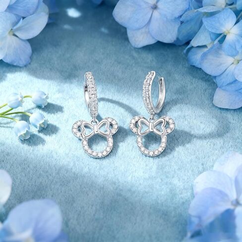 أقراط هوب الفأرة من الفضة الإسترليني تشيكوسلوفاكيا جوفاء على شكل قوس فأر متدلي أقراط هوجي أقراط رقيقة لامعة أنيقة وبسيطة كرتونية جميلة هدايا مجوهرات للنساء والزوجة والصديقة وحفلات الزفاف وأعياد الميلاد in Kuwait