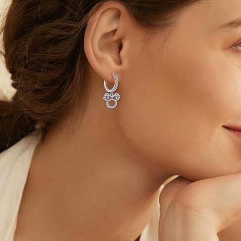 أقراط هوب الفأرة من الفضة الإسترليني تشيكوسلوفاكيا جوفاء على شكل قوس فأر متدلي أقراط هوجي أقراط رقيقة لامعة أنيقة وبسيطة كرتونية جميلة هدايا مجوهرات للنساء والزوجة والصديقة وحفلات الزفاف وأعياد الميلاد in Kuwait