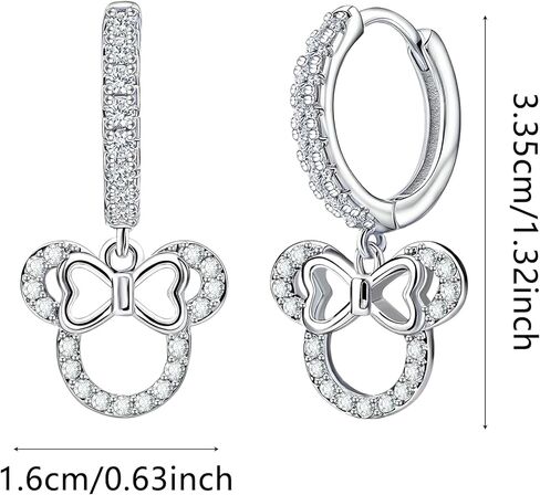 أقراط هوب الفأرة من الفضة الإسترليني تشيكوسلوفاكيا جوفاء على شكل قوس فأر متدلي أقراط هوجي أقراط رقيقة لامعة أنيقة وبسيطة كرتونية جميلة هدايا مجوهرات للنساء والزوجة والصديقة وحفلات الزفاف وأعياد الميلاد in Kuwait