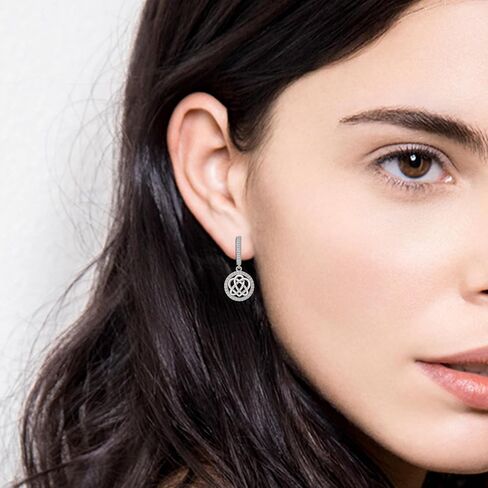 أقراط بعقدة سلتيك للنساء S925 من الفضة الإسترليني بعقدة على شكل قلب وأقراط دائرية بعقدة زركونيا مكعبة أقراط متدلية للأذنين الحساسة مجوهرات سلتيك أيرلندية هدية لعيد الميلاد وعيد الميلاد in Kuwait