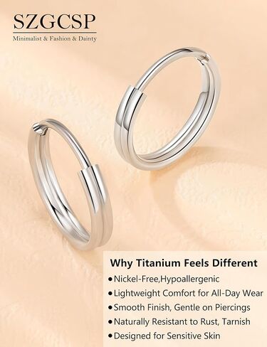 Titanium Hoop Earrings for Sensitive Ears, 2 Pcs Small Silver Hoop Earrings for Women,Cartilage & Lobe Hoops, Double Hoop Layered Design, Hypoallergenic Minimalist Everyday Jewelry in Saudi Arabia