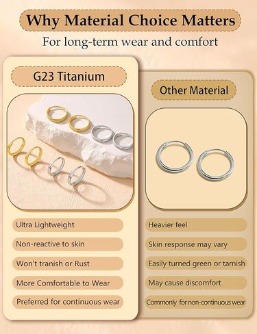 Titanium Hoop Earrings for Sensitive Ears, 2 Pcs Small Silver Hoop Earrings for Women,Cartilage & Lobe Hoops, Double Hoop Layered Design, Hypoallergenic Minimalist Everyday Jewelry in Saudi Arabia