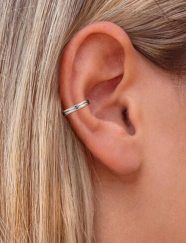 Titanium Hoop Earrings for Sensitive Ears, 2 Pcs Small Silver Hoop Earrings for Women,Cartilage & Lobe Hoops, Double Hoop Layered Design, Hypoallergenic Minimalist Everyday Jewelry in Saudi Arabia