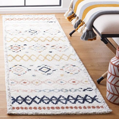 SAFAVIEH Marrakech Collection Runner Rug - 2'2" x 8', Ivory & Multi, Moroccan Boho Tribal Rustic Design, Non-Shedding & Easy Care, Ideal for High Traffic Areas in Living Room, Bedroom (MRK612A) in Saudi Arabia