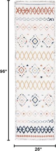 SAFAVIEH Marrakech Collection Runner Rug - 2'2" x 8', Ivory & Multi, Moroccan Boho Tribal Rustic Design, Non-Shedding & Easy Care, Ideal for High Traffic Areas in Living Room, Bedroom (MRK612A) in Saudi Arabia