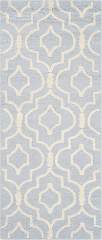سجادة SAFAVIEH Cambridge Collection Runner - 2'6" x 6'، أزرق فاتح وعاجي، صوف مغربي مصنوع يدويًا، مثالية للمناطق ذات حركة المرور العالية في غرفة المعيشة وغرفة النوم (CAM141A) in Saudi Arabia