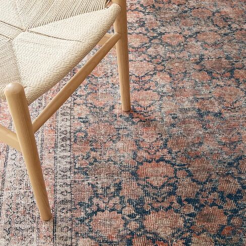 Rustica 2’6" x 10’ Runner Rug – Clay Rose & Blue-Cast Graphite Heritage Flatweave, Low-Pile – Easy Clean Runner Rug for Hallway, Entryway – Pet & Kid Friendly in Saudi Arabia