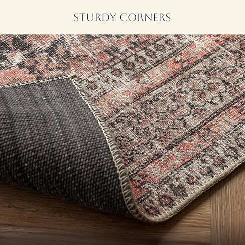 Rustica 2’6" x 10’ Runner Rug – Clay Rose & Blue-Cast Graphite Heritage Flatweave, Low-Pile – Easy Clean Runner Rug for Hallway, Entryway – Pet & Kid Friendly in Saudi Arabia