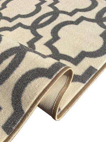 Kapaqua حجم مخصص العاج المغربي تعريشة المطاط المدعومة عدم الانزلاق المدخل درج عداء البساط 22in X 8ft in Kuwait