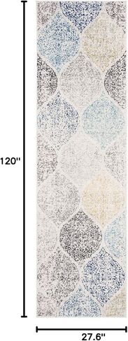 SAFAVIEH Madison Collection Runner Rug - 2'3" x 10', Ivory & Blue, Glam Ogee Trellis Distressed Design, Non-Shedding & Easy Care, Ideal for High Traffic Areas in Living Room, Bedroom (MAD604D) in Saudi Arabia