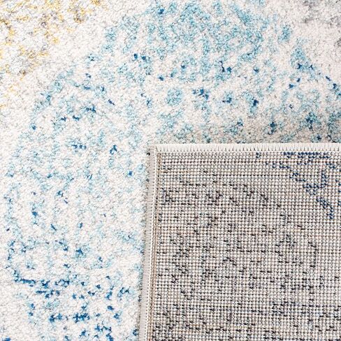 SAFAVIEH Madison Collection Runner Rug - 2'3" x 10', Ivory & Blue, Glam Ogee Trellis Distressed Design, Non-Shedding & Easy Care, Ideal for High Traffic Areas in Living Room, Bedroom (MAD604D) in Saudi Arabia