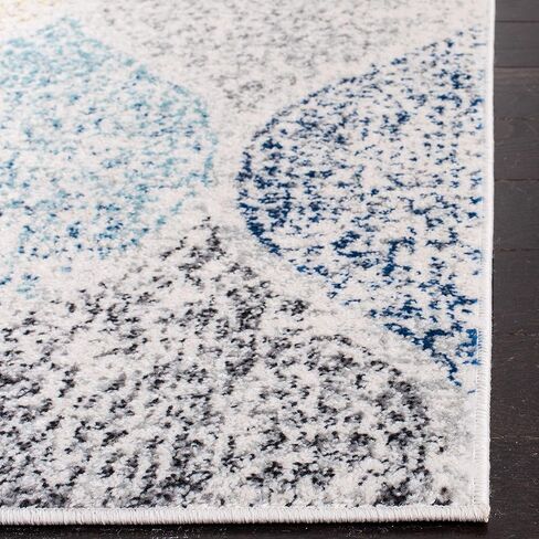 SAFAVIEH Madison Collection Runner Rug - 2'3" x 10', Ivory & Blue, Glam Ogee Trellis Distressed Design, Non-Shedding & Easy Care, Ideal for High Traffic Areas in Living Room, Bedroom (MAD604D) in Saudi Arabia