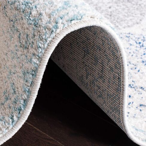 SAFAVIEH Madison Collection Runner Rug - 2'3" x 10', Ivory & Blue, Glam Ogee Trellis Distressed Design, Non-Shedding & Easy Care, Ideal for High Traffic Areas in Living Room, Bedroom (MAD604D) in Saudi Arabia