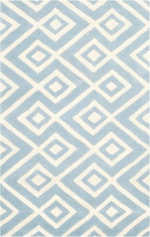 مجموعة SAFAVIEH Chatham مقاس 3 × 5 بوصة أزرق/عاجي CHT742B سجادة منطقة صوف فاخرة هندسية مصنوعة يدويًا في منتصف القرن in Saudi Arabia