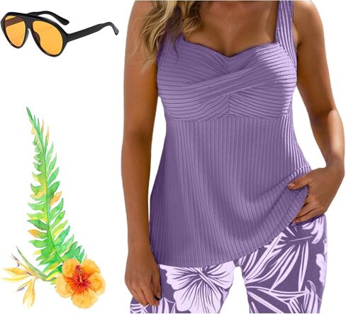 بدلة سباحة بوكسر مطبوعة مكونة من قطعتين، مكشكشة بدون ظهر وتغطية الجسم بقصة ضيقة للشاطئ وأنشطة العطلات in Kuwait