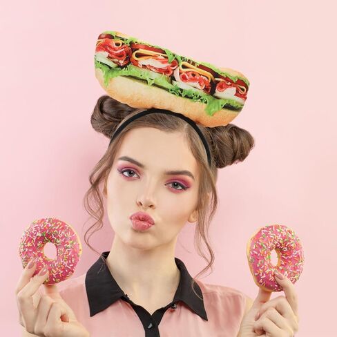 LOGOFUN Sandwich Headband Simulation Sandwich Hair Band Fake Sandwich Headdress Funny Party Headpiece for Role-playing Hair Decor in Saudi Arabia