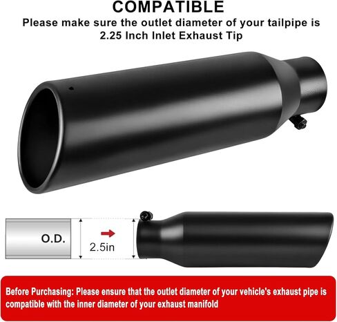 MuHize Exhaust Tips 2.25" Inlet, 3.5" Outlet 12" Length Performance Exhaust Tip, Bolt on, Diesel Exhaust Pipe for Pickup Truck, Car, Truck in Saudi Arabia