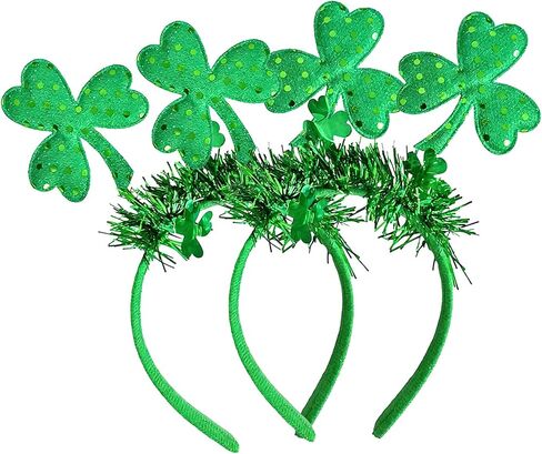 St. Patrick's Day Shamrock Headband, Green with Tinsel, Clover Boppers in Kuwait