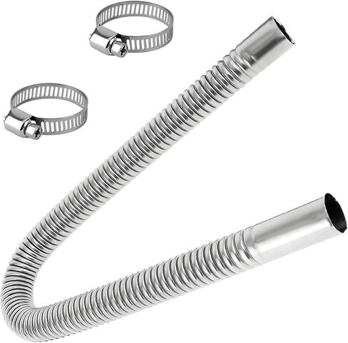 78.7 Inches Exhaust Hose, 2.5cm/ 1 Inch Stainless Steel Diesel Heater Exhaust Pipe with 2 Hose Clamps, Flexible Fuel Tank Gas Vent Pipe for Most Vehicles, Car Accessories in Kuwait
