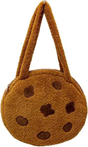 Women’s Cute Plush Faux Fur Chocolate Cookie Shoulder Bag, Large Fluffy Coquette Crossbody Bag for Everyday Use in Saudi Arabia