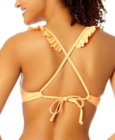 Women's Ruffle-Strap Push Up Underwire Bikini Top (Peach, Medium) in Kuwait