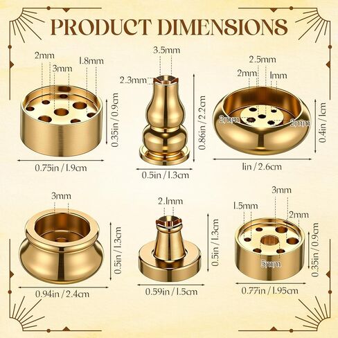 6 Pcs Brass Incense Holder Copper Incense Stick Holder 9-Hole Multi-Hole Mini Cone Gourd Burner Accessories for Stick, Tower, Coil, Meditation Room, Home Decor, 6 Styles in Saudi Arabia