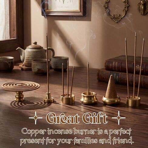 6 Pcs Brass Incense Holder Copper Incense Stick Holder 9-Hole Multi-Hole Mini Cone Gourd Burner Accessories for Stick, Tower, Coil, Meditation Room, Home Decor, 6 Styles in Saudi Arabia
