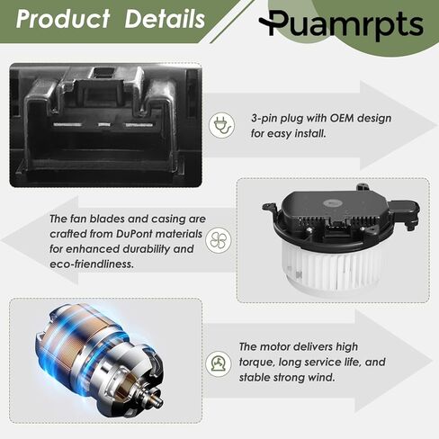 Brushless AC Heater Blower Motor with Solar Panel and Sunroof - Compatible with Toyota Prius 2010-2015, Prius Plug-in 2012-2015, Motor Fan# 700306 in Saudi Arabia