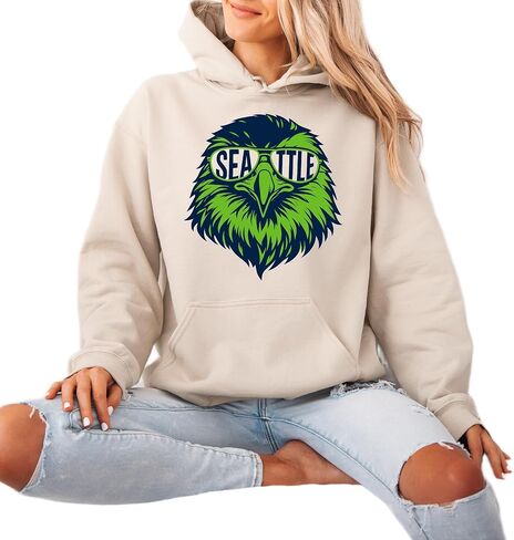 Seattle Eagle Graphic Sweatshirt – Unisex Cozy Crewneck, Bold City Bird Illustration, Casual Streetwear Pullover in Kuwait