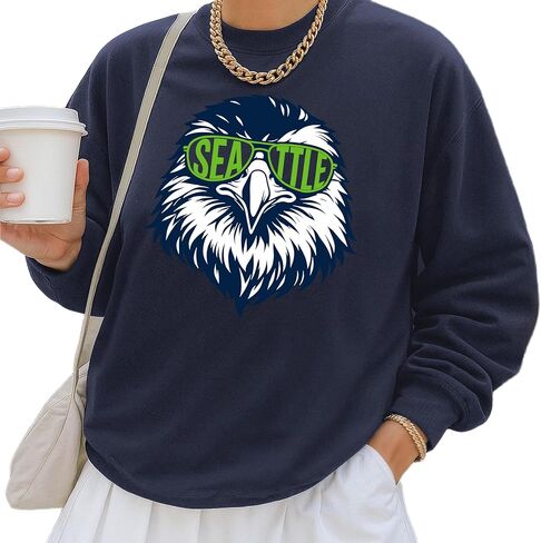 Seattle Eagle Graphic Sweatshirt – Unisex Cozy Crewneck, Bold City Bird Illustration, Casual Streetwear Pullover in Saudi Arabia