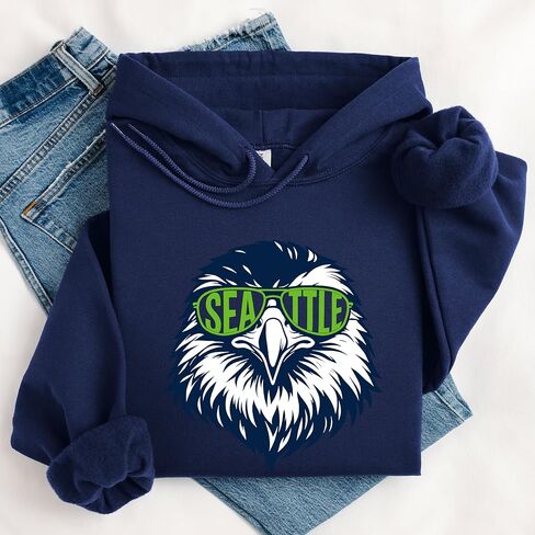 Seattle Eagle Graphic Sweatshirt – Unisex Cozy Crewneck, Bold City Bird Illustration, Casual Streetwear Pullover in Saudi Arabia