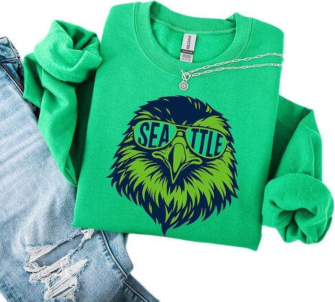 Seattle Eagle Graphic Sweatshirt – Unisex Cozy Crewneck, Bold City Bird Illustration, Casual Streetwear Pullover in Saudi Arabia