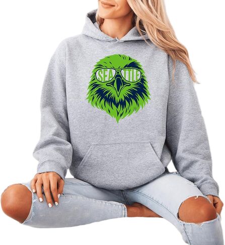Seattle Eagle Graphic Sweatshirt – Unisex Cozy Crewneck, Bold City Bird Illustration, Casual Streetwear Pullover in Saudi Arabia