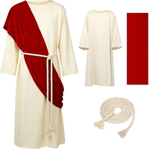 Jesus Costume Adult Men Biblical Christ Robe Saint Religious Outfit Scarf Waist Rope for Halloween Easter Cosplay in Saudi Arabia