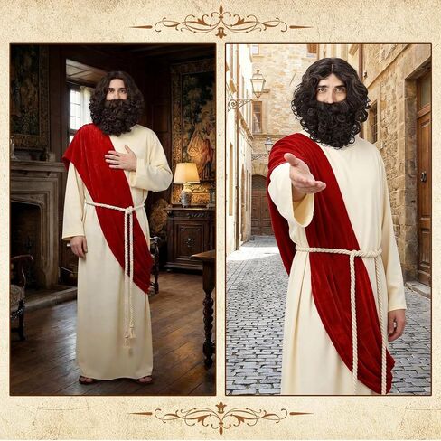 Jesus Costume Adult Men Biblical Christ Robe Saint Religious Outfit Scarf Waist Rope for Halloween Easter Cosplay in Saudi Arabia