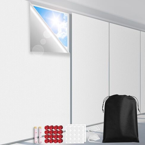 ستائر تعتيم بنسبة 100%، طبقة غطاء نافذة سوداء محمولة، ورقة قماش ظلال تعتيم قابلة للقطع، بدون ستائر نافذة مثقبة، مانع ضوء حرارة الشمس لغرفة نوم النوم في وسائل الإعلام، 57 بوصة عرض - عبوتان in Kuwait