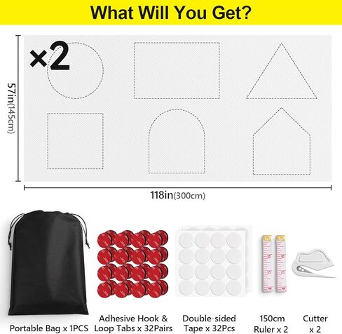 ستائر تعتيم بنسبة 100%، طبقة غطاء نافذة سوداء محمولة، ورقة قماش ظلال تعتيم قابلة للقطع، بدون ستائر نافذة مثقبة، مانع ضوء حرارة الشمس لغرفة نوم النوم في وسائل الإعلام، 57 بوصة عرض - عبوتان in Kuwait