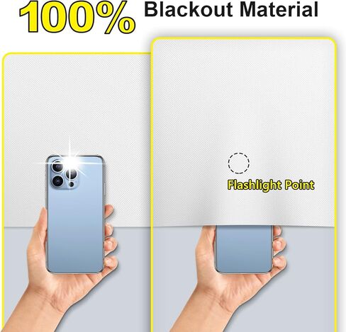 ستائر تعتيم بنسبة 100%، طبقة غطاء نافذة سوداء محمولة، ورقة قماش ظلال تعتيم قابلة للقطع، بدون ستائر نافذة مثقبة، مانع ضوء حرارة الشمس لغرفة نوم النوم في وسائل الإعلام، 57 بوصة عرض - عبوتان in Kuwait