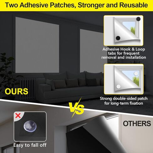 ستائر تعتيم بنسبة 100%، طبقة غطاء نافذة سوداء محمولة، ورقة قماش ظلال تعتيم قابلة للقطع، بدون ستائر نافذة مثقبة، مانع ضوء حرارة الشمس لغرفة نوم النوم في وسائل الإعلام، 57 بوصة عرض - عبوتان in Kuwait