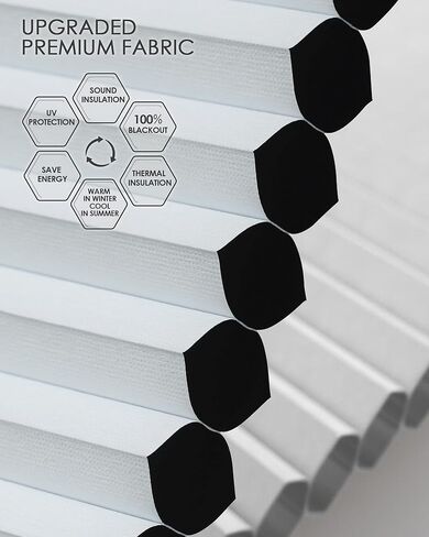 ظلال خلوية مزودة بمحرك من Yoolax متوافقة مع Alexa، ستائر التعتيم الآلية، ظلال قرص العسل الذكية للنوافذ، ستائر أوتوماتيكية مع جهاز تحكم عن بعد (لؤلؤة التعتيم) in Kuwait