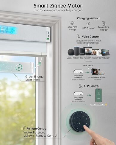 ظلال خلوية مزودة بمحرك من Yoolax متوافقة مع Alexa، ستائر التعتيم الآلية، ظلال قرص العسل الذكية للنوافذ، ستائر أوتوماتيكية مع جهاز تحكم عن بعد (لؤلؤة التعتيم) in Kuwait