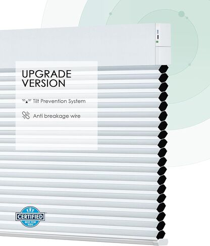 ظلال خلوية مزودة بمحرك من Yoolax متوافقة مع Alexa، ستائر التعتيم الآلية، ظلال قرص العسل الذكية للنوافذ، ستائر أوتوماتيكية مع جهاز تحكم عن بعد (لؤلؤة التعتيم) in Kuwait